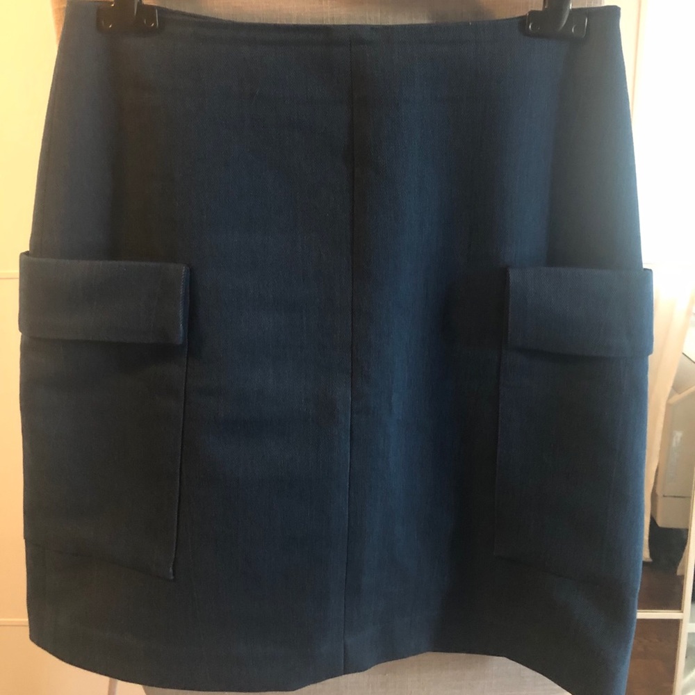 Denim pencil skirt with pockets